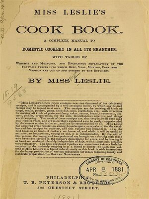 cover image of Miss Leslie's New Cookery Book